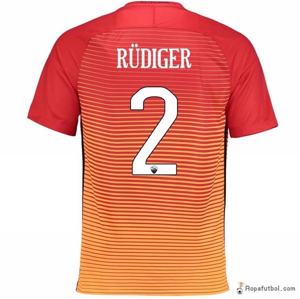 Camiseta As Roma Replica Tercera Ropa Rudiger 2016/17 Naranja